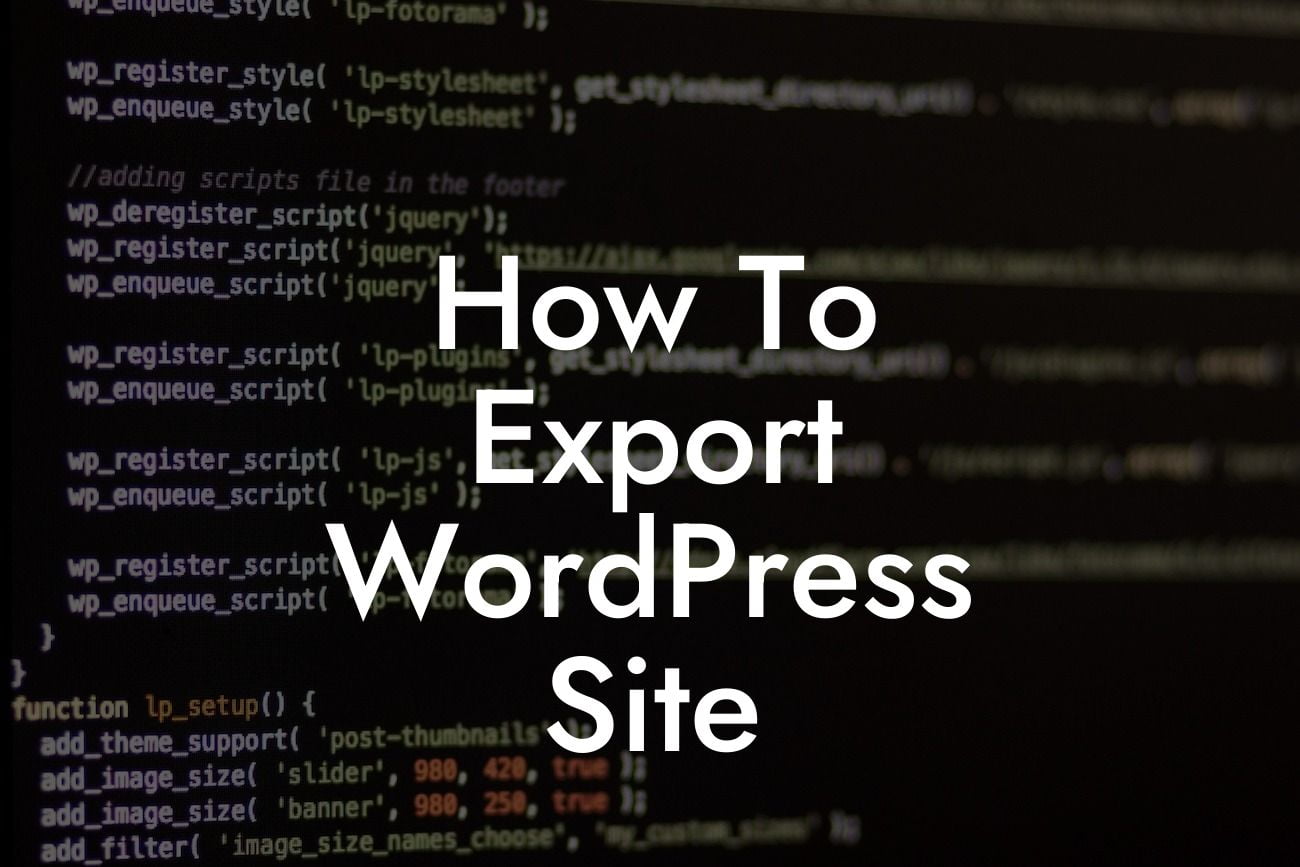 How To Export WordPress Site