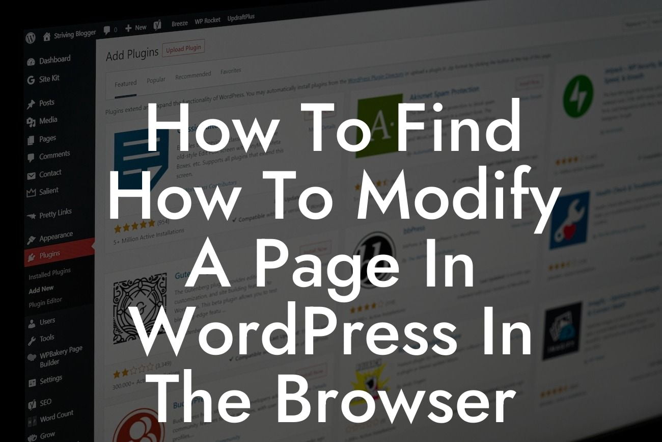 How To Find How To Modify A Page In WordPress In The Browser