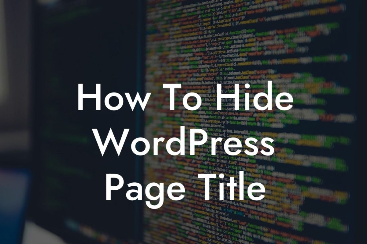 How To Hide WordPress Page Title