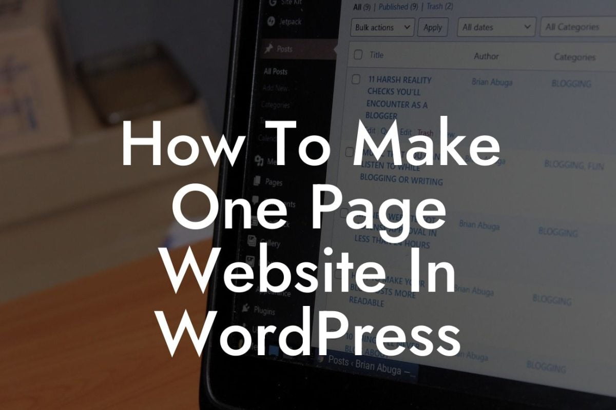 How To Make One Page Website In WordPress