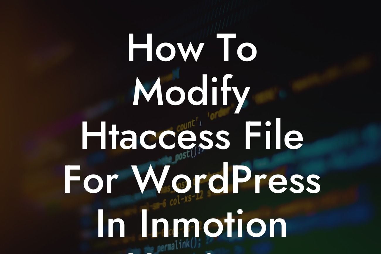 How To Modify Htaccess File For WordPress In Inmotion Hosting