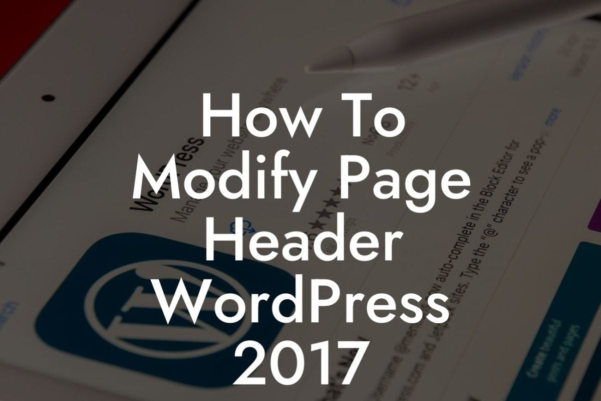 How To Modify Page Header WordPress 2017