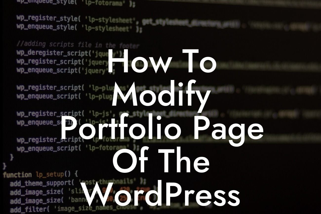 How To Modify Portfolio Page Of The WordPress