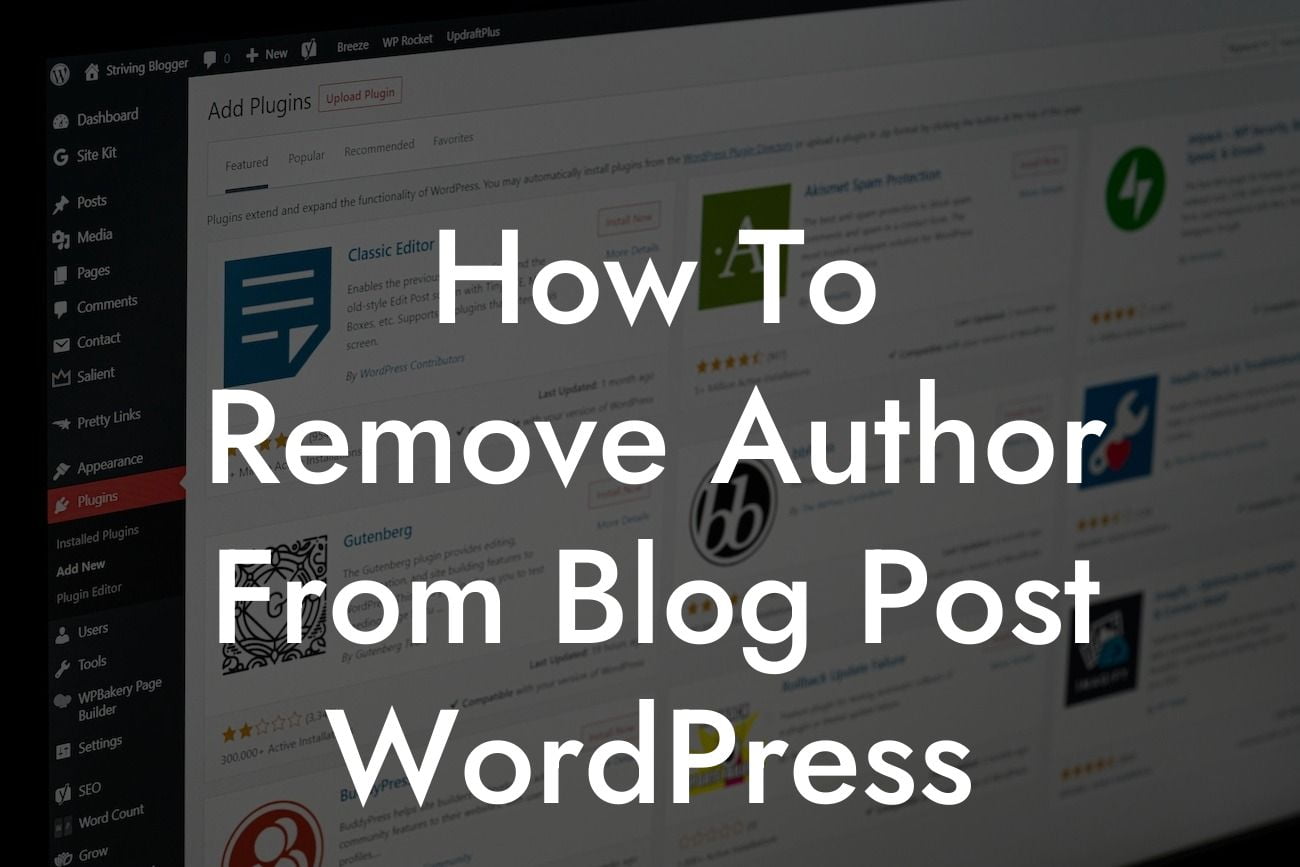 How To Remove Author From Blog Post WordPress