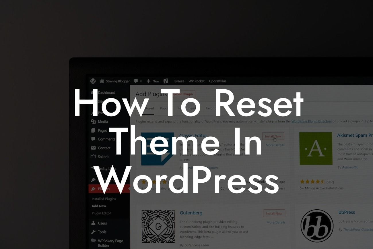 How To Reset Theme In WordPress