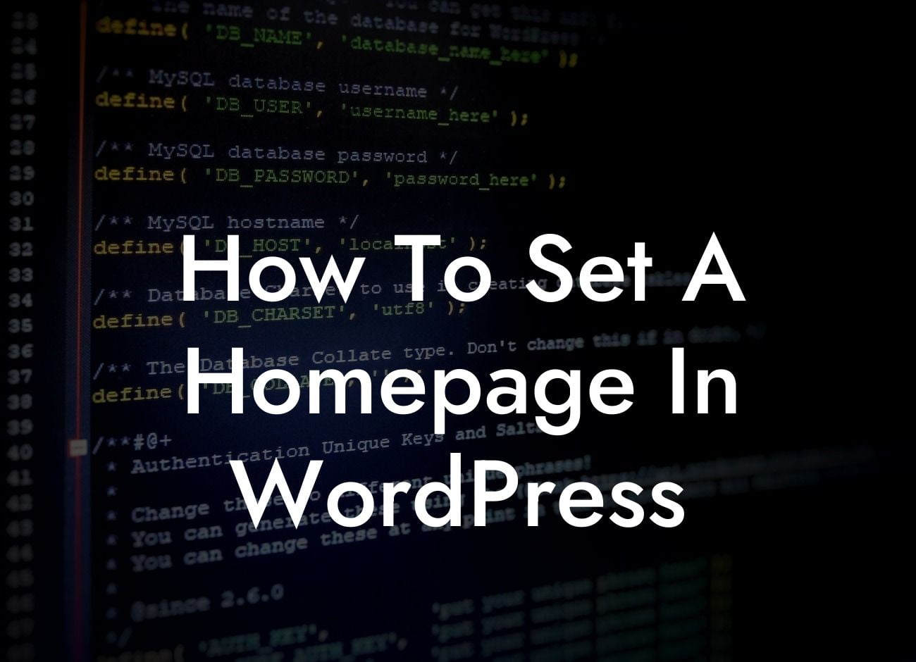 How To Set A Homepage In WordPress