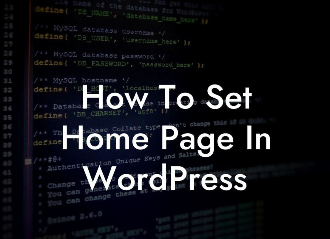 How To Set Home Page In WordPress