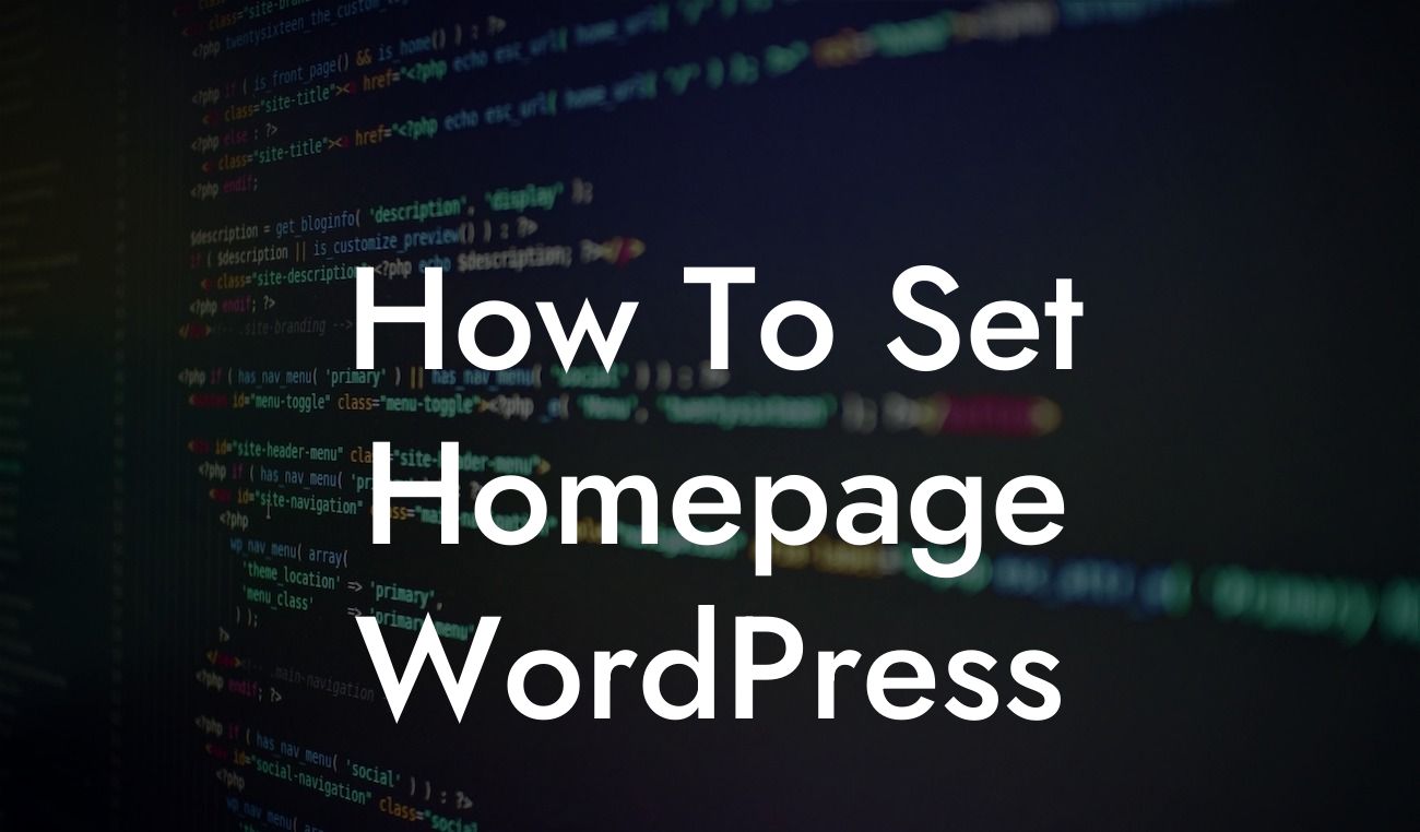 How To Set Homepage WordPress