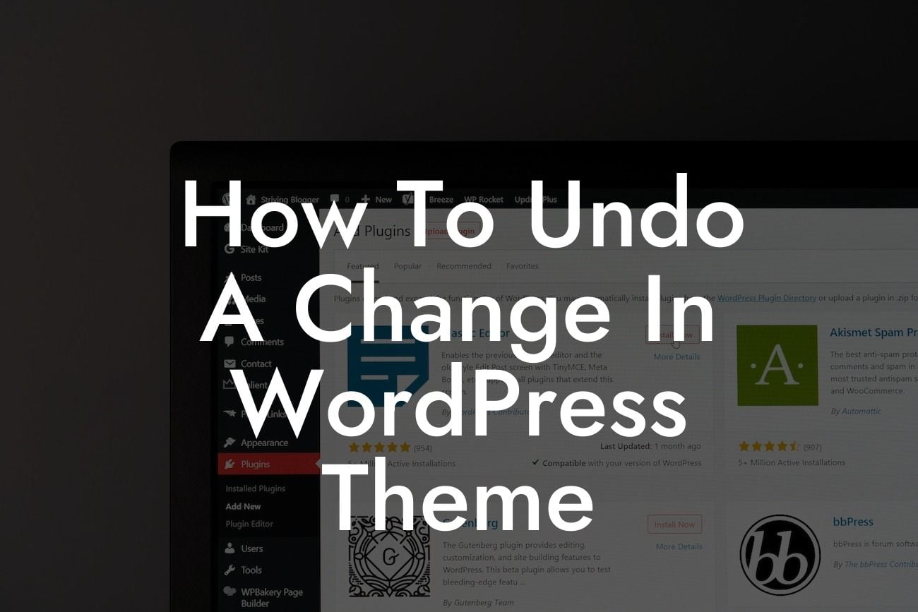 How To Undo A Change In WordPress Theme