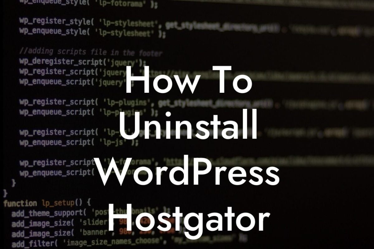 How To Uninstall WordPress Hostgator