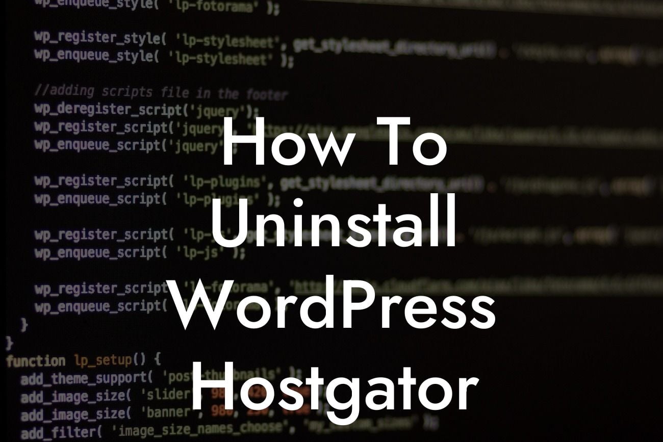 How To Uninstall WordPress Hostgator