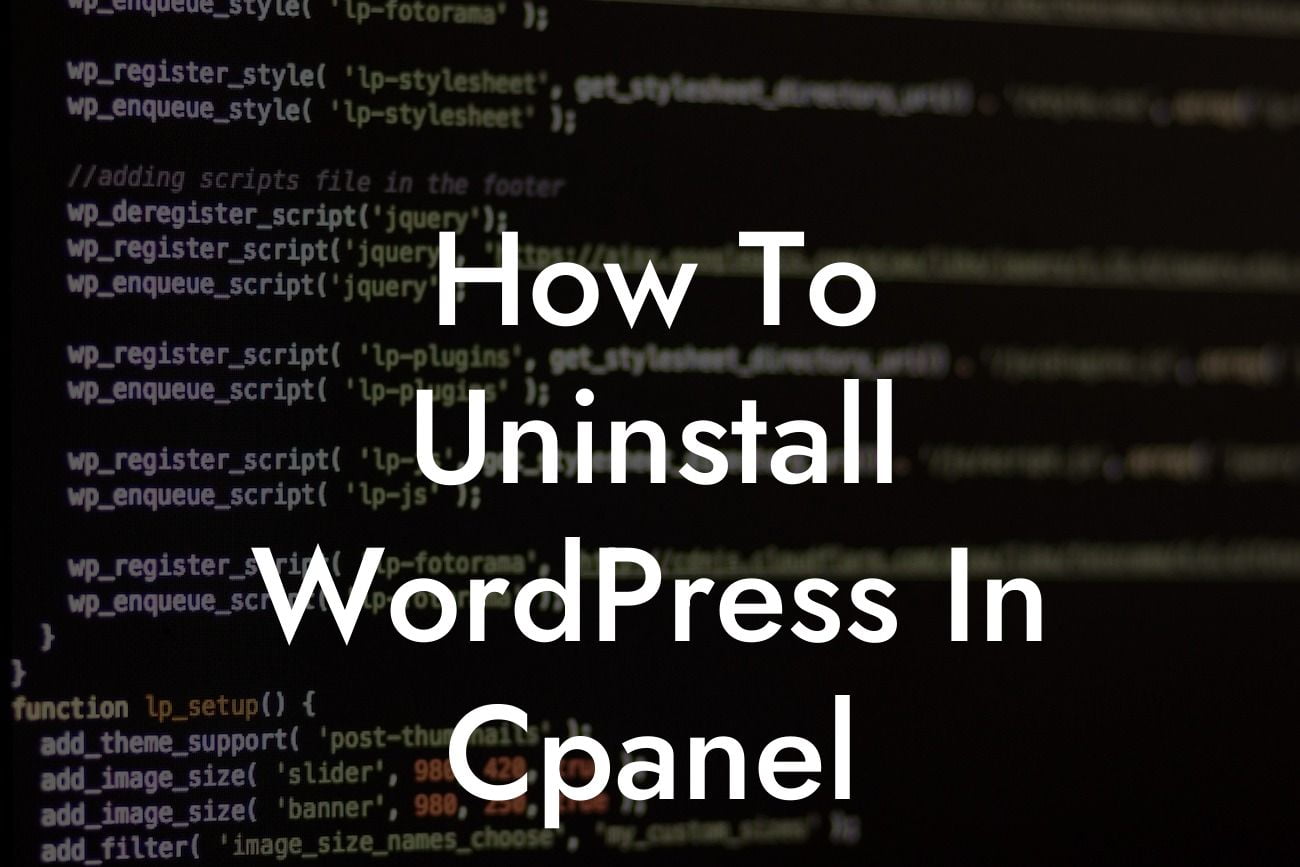 How To Uninstall WordPress In Cpanel