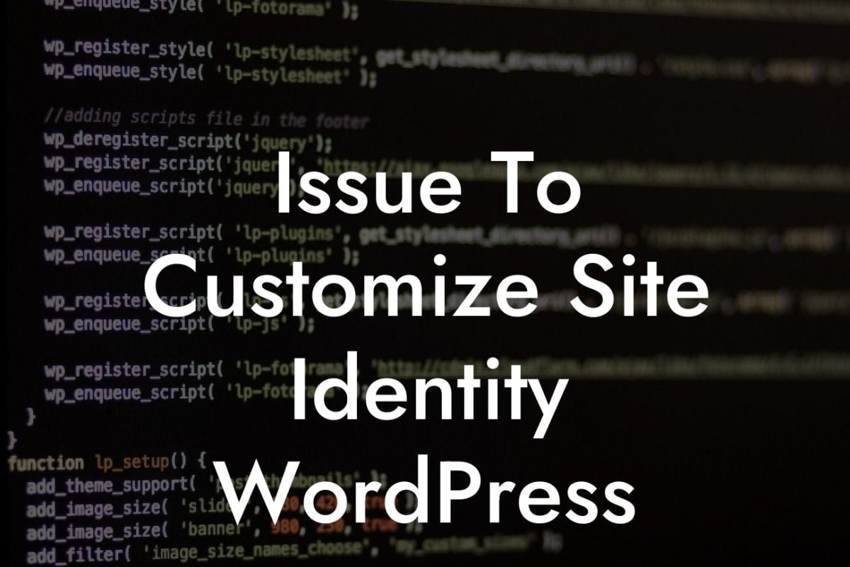 Issue To Customize Site Identity WordPress