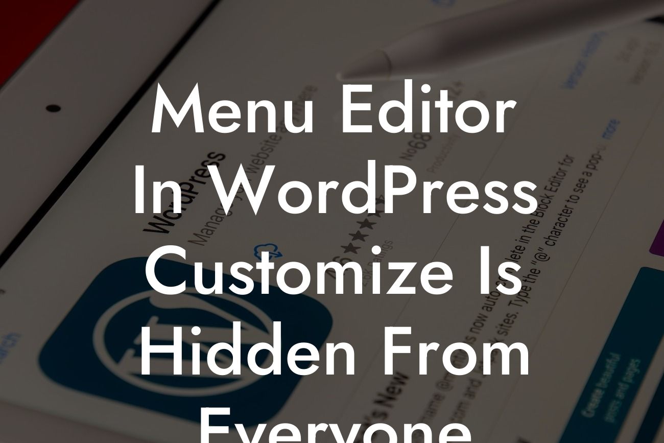 Menu Editor In WordPress Customize Is Hidden From Everyone