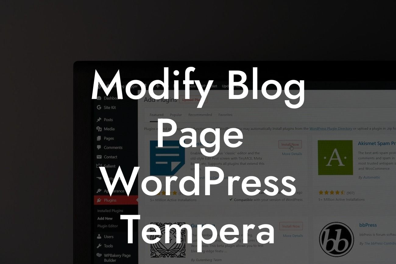 Modify Blog Page WordPress Tempera