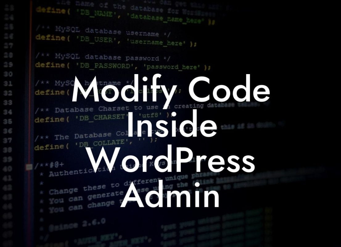 Modify Code Inside WordPress Admin