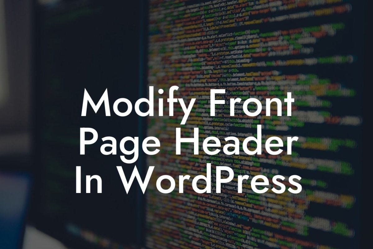 Modify Front Page Header In WordPress