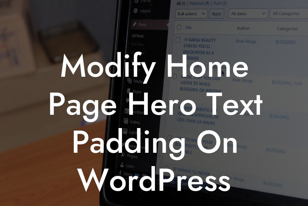 Modify Home Page Hero Text Padding On WordPress