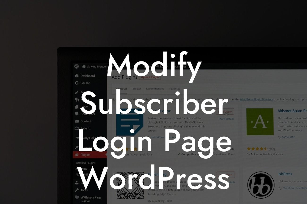 Modify Subscriber Login Page WordPress