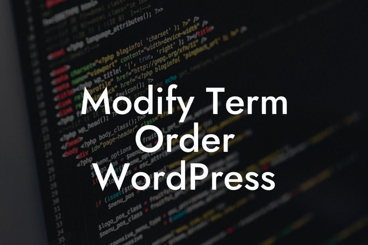 Modify Term Order WordPress