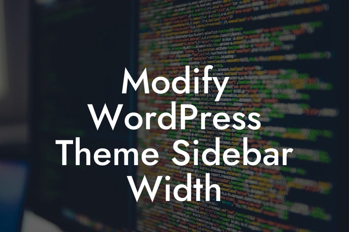 Modify WordPress Theme Sidebar Width