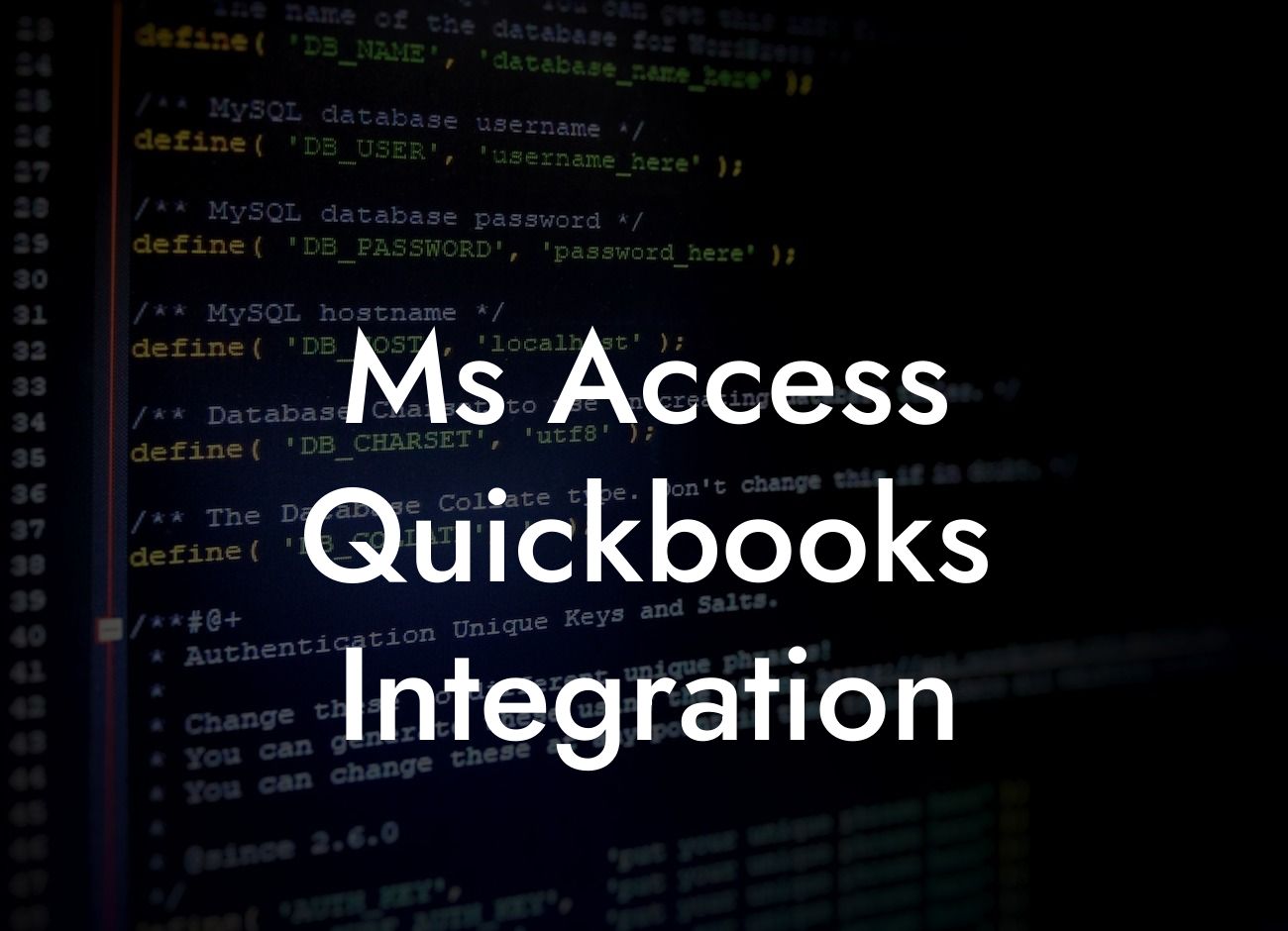 Ms Access Quickbooks Integration