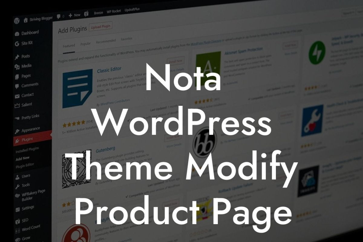 Nota WordPress Theme Modify Product Page