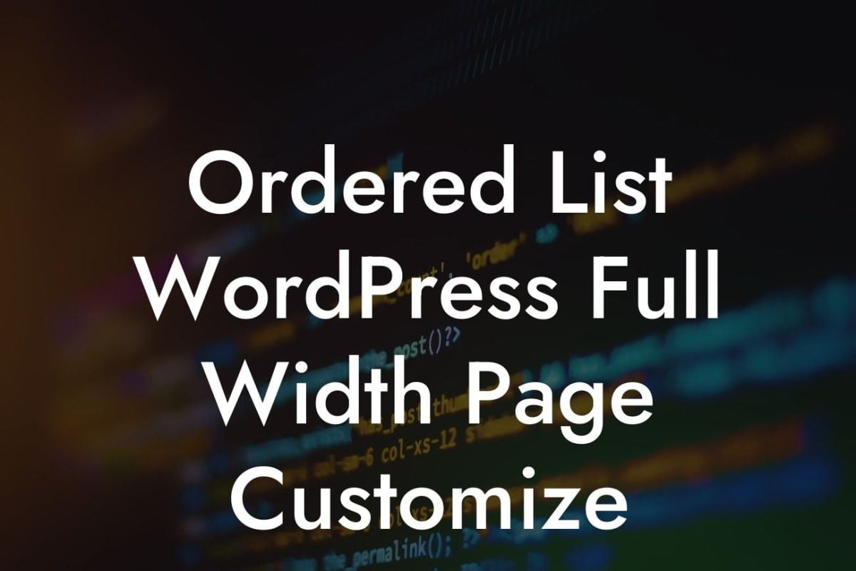 Ordered List WordPress Full Width Page Customize