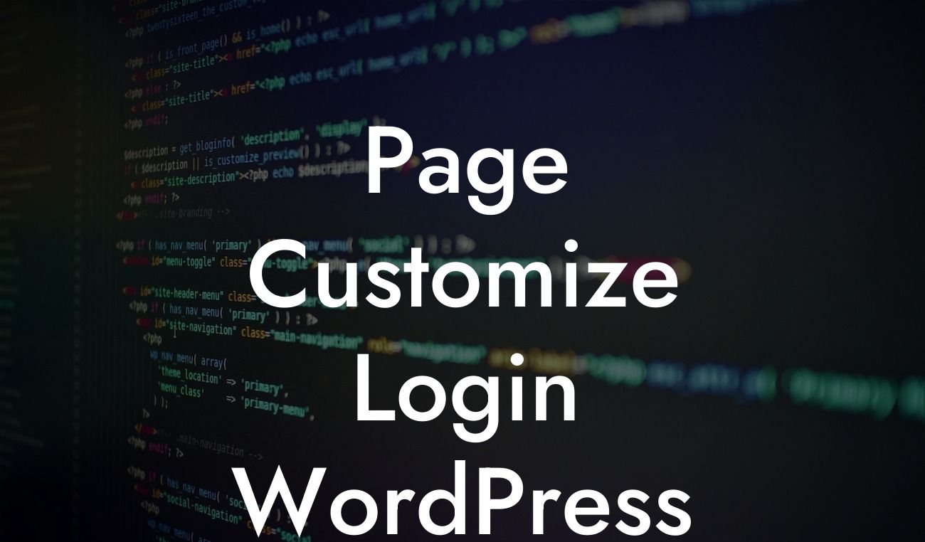 Page Customize Login WordPress