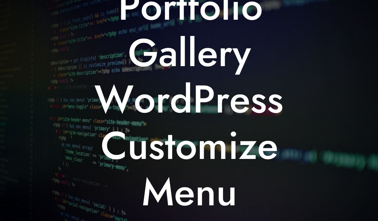 Portfolio Gallery WordPress Customize Menu Background Image