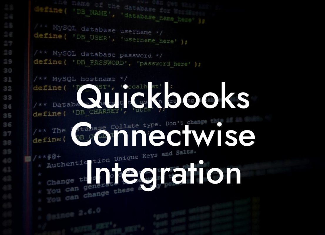 Quickbooks Connectwise Integration