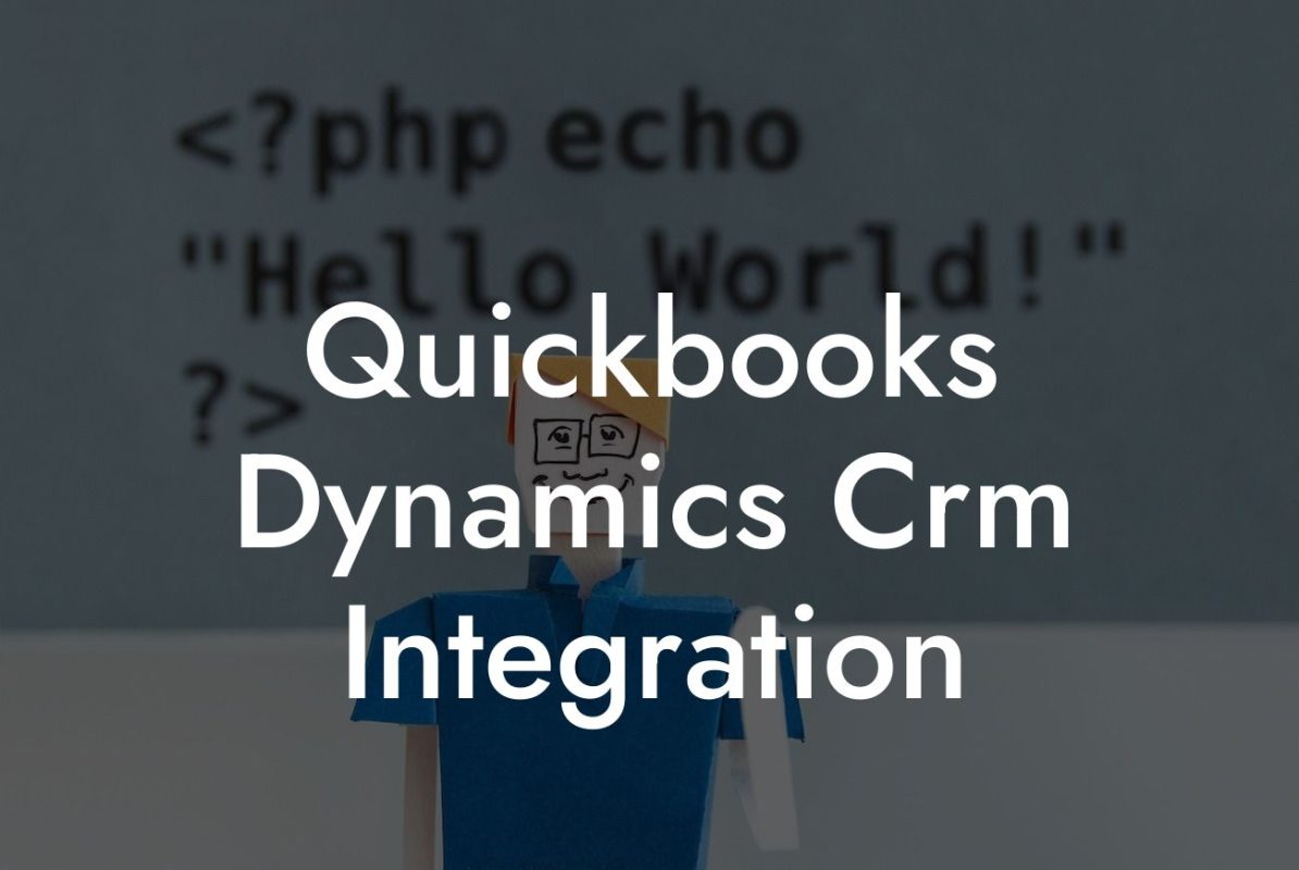 Quickbooks Dynamics Crm Integration