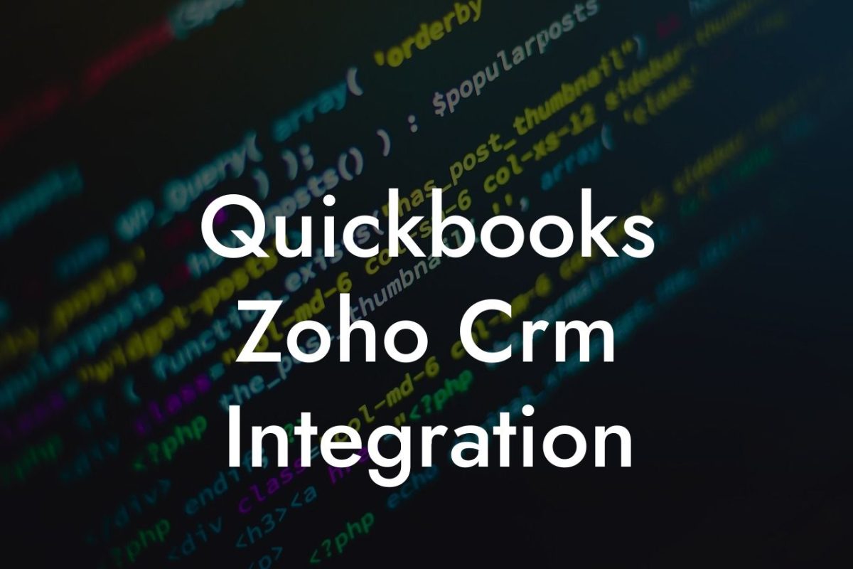 Quickbooks Zoho Crm Integration