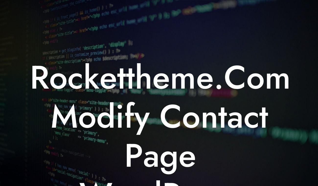 Rockettheme.Com Modify Contact Page WordPress