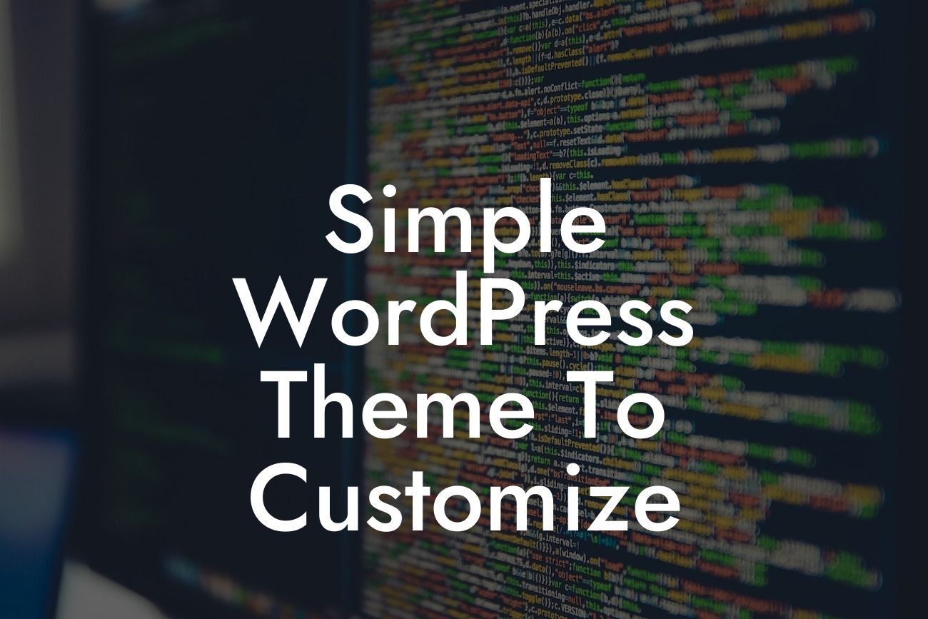 Simple WordPress Theme To Customize