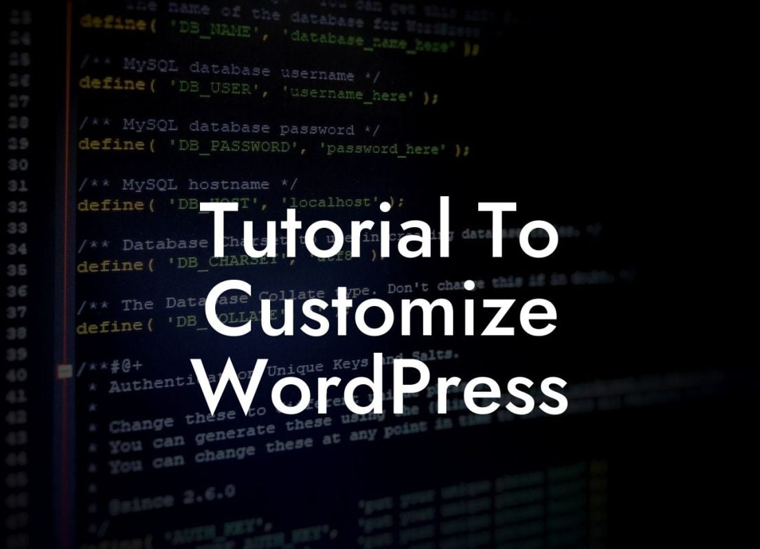 Tutorial To Customize WordPress