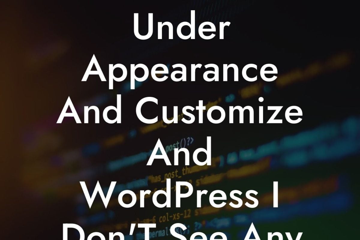 Under Appearance And Customize And WordPress I Don'T See Any Options