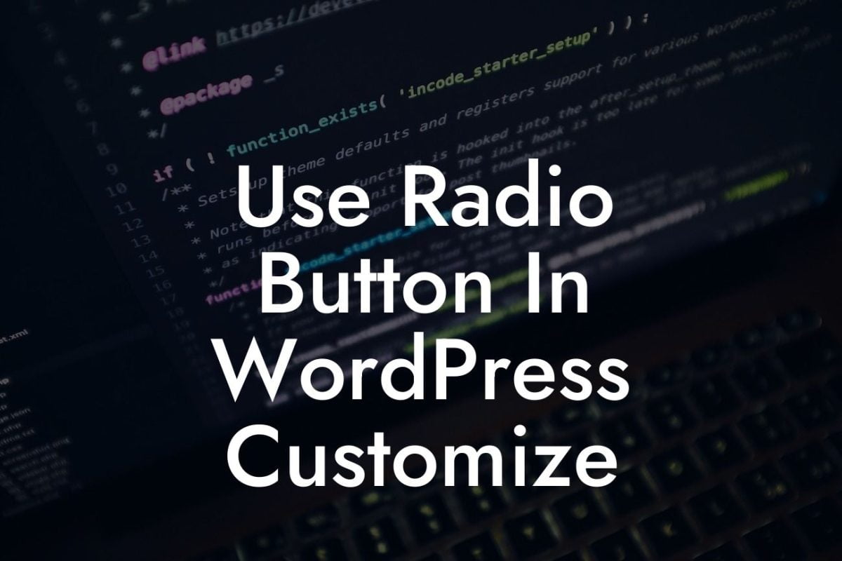 Use Radio Button In WordPress Customize