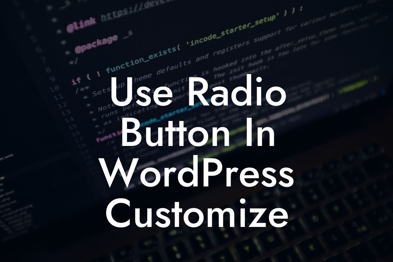 Use Radio Button In WordPress Customize