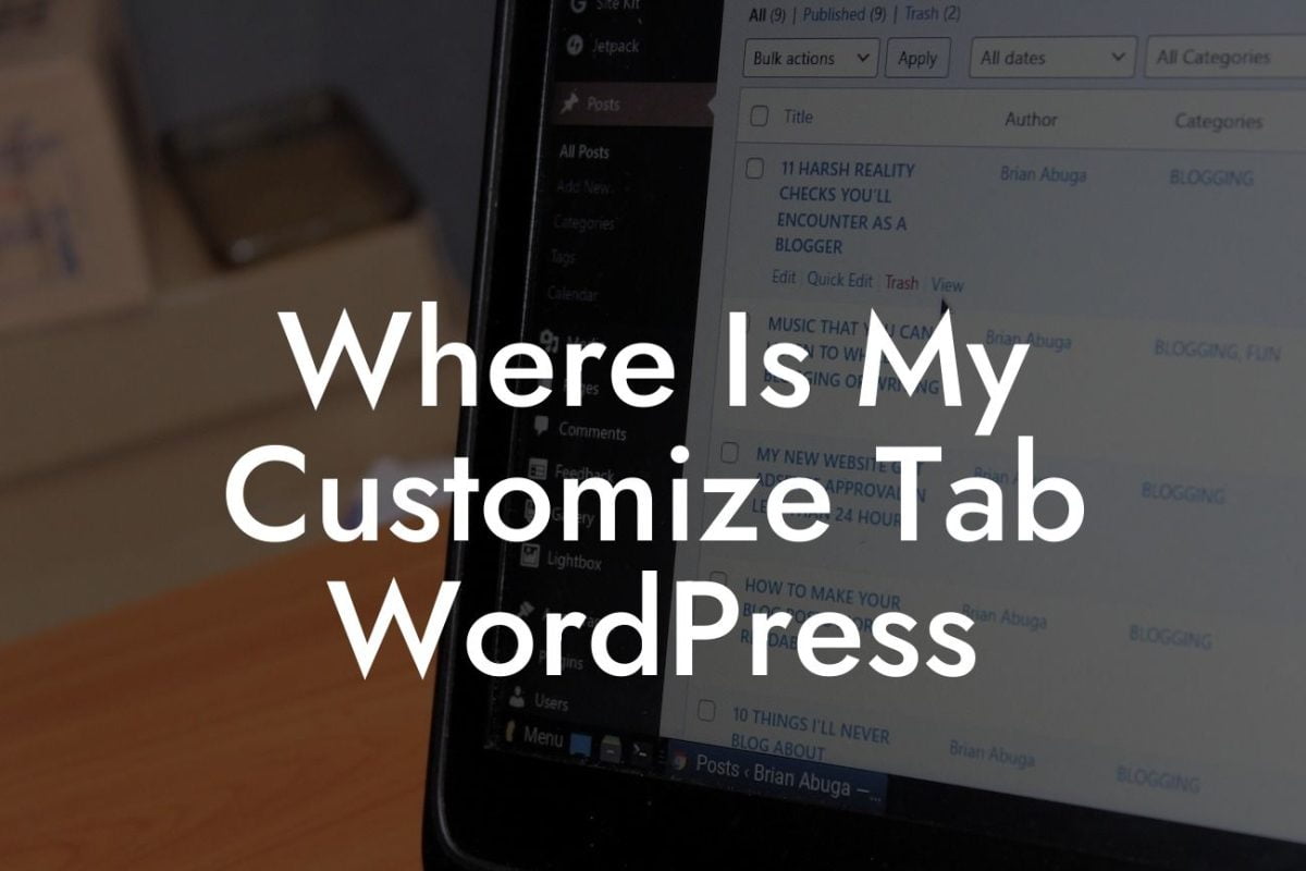 Where Is My Customize Tab WordPress