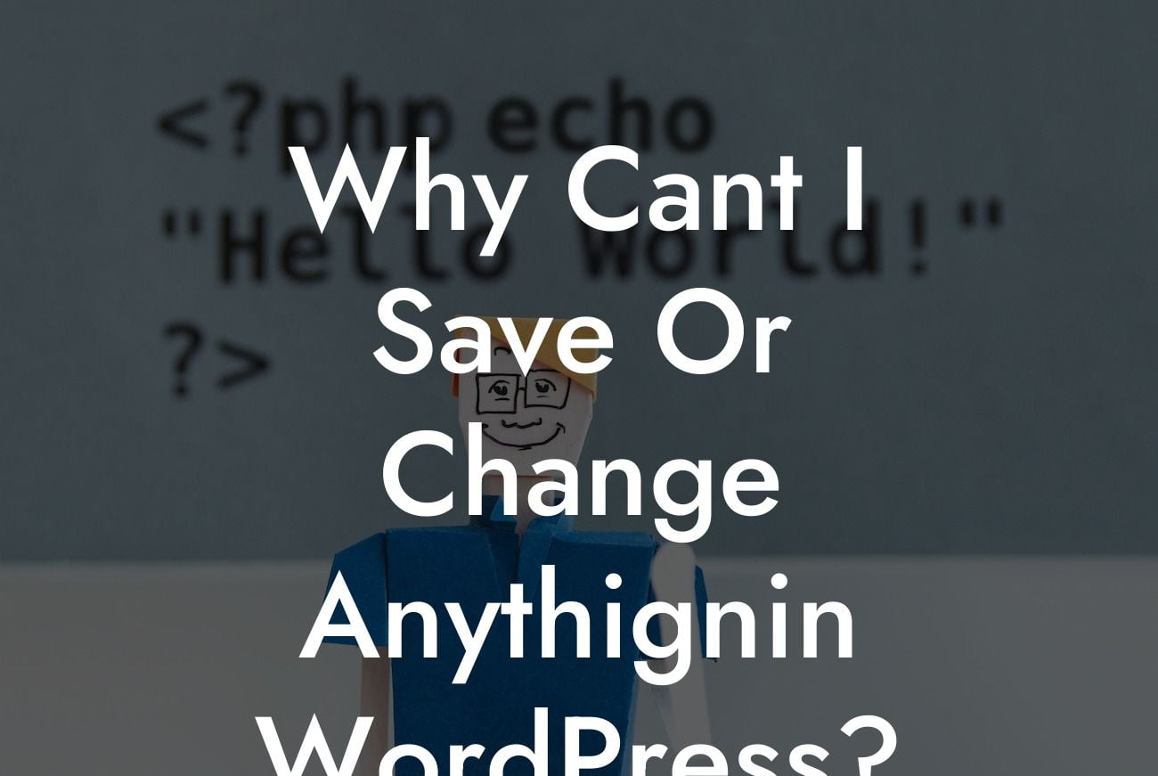 Why Cant I Save Or Change Anythignin WordPress?