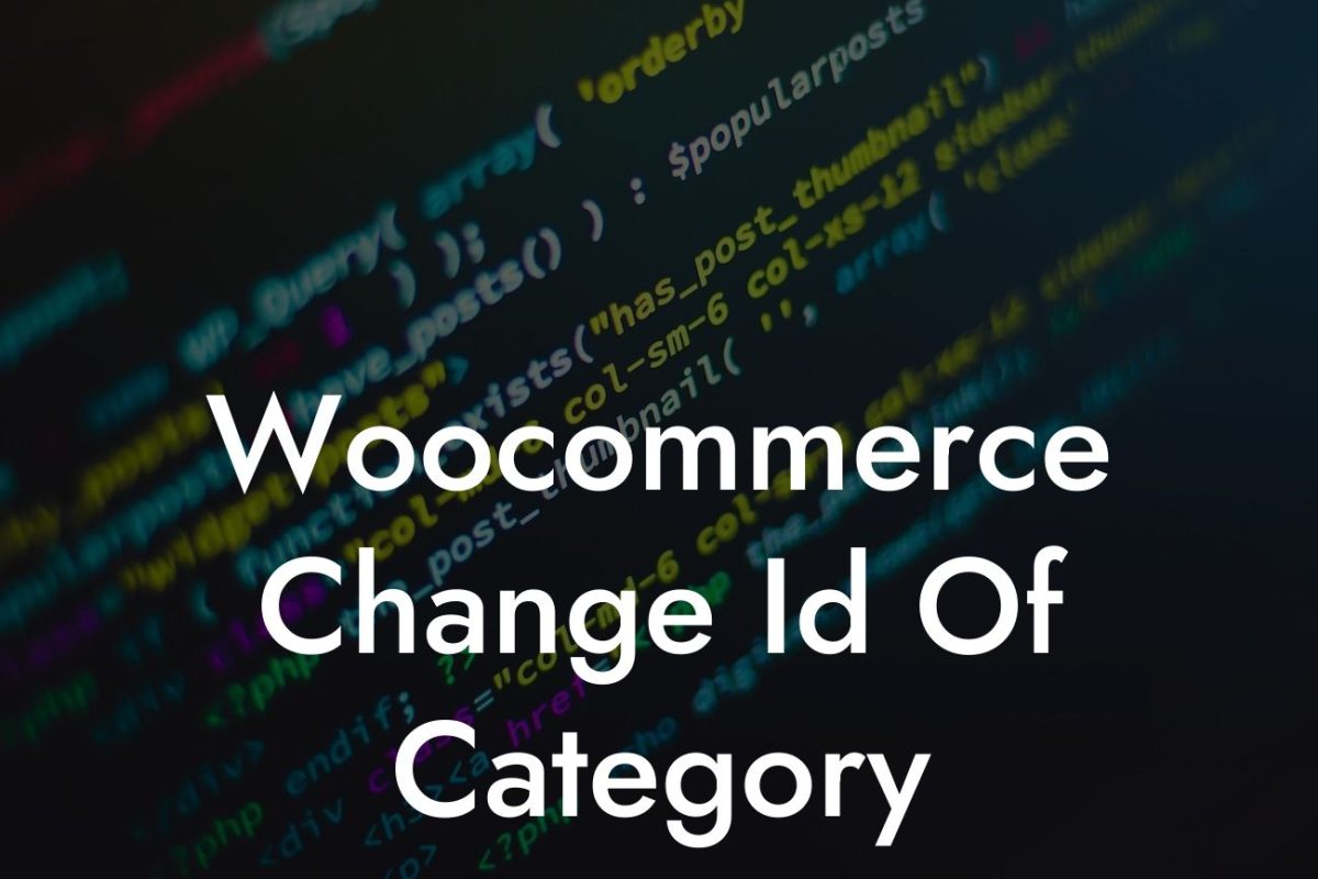 Woocommerce Change Id Of Category