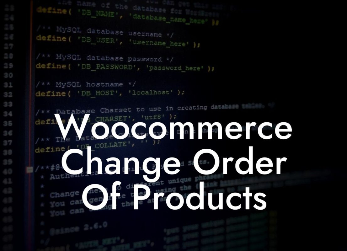 Woocommerce Change Order Of Products