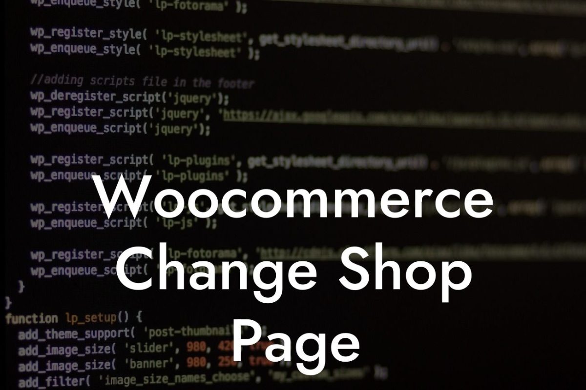 Woocommerce Change Shop Page