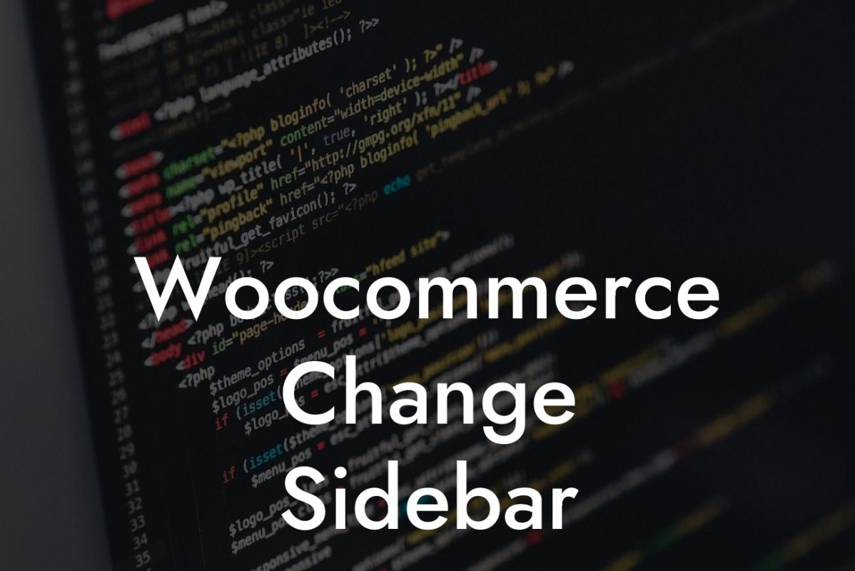 Woocommerce Change Sidebar