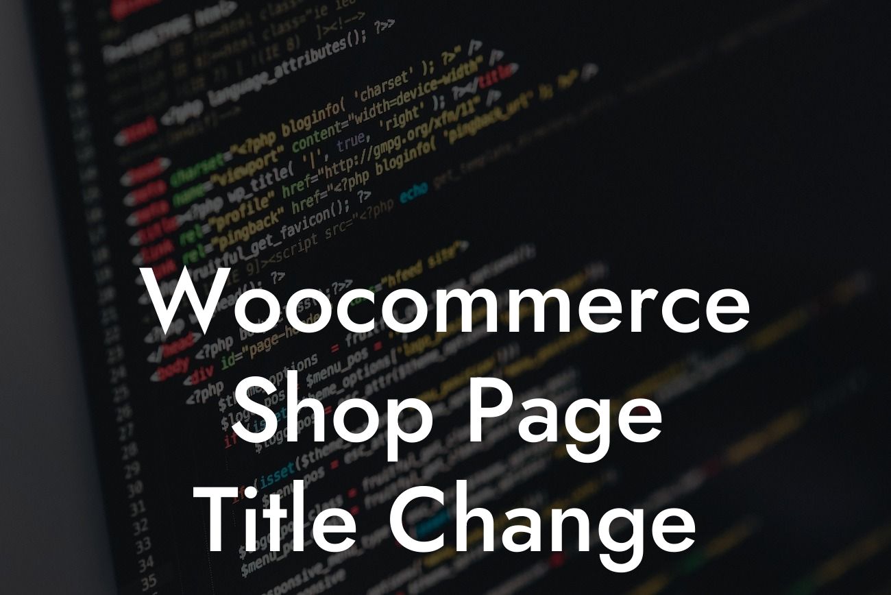 Woocommerce Shop Page Title Change