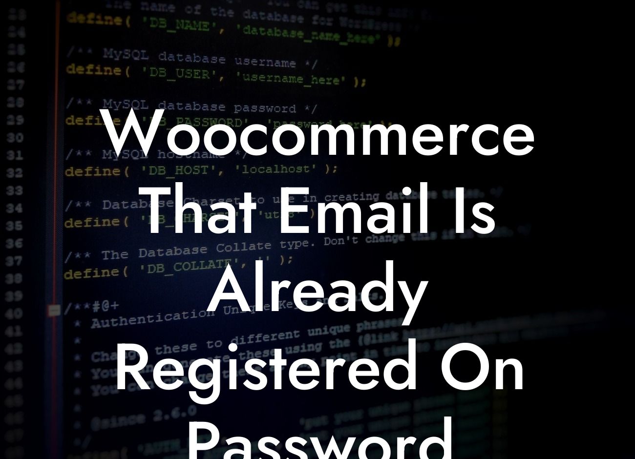 Woocommerce That Email Is Already Registered On Password Change