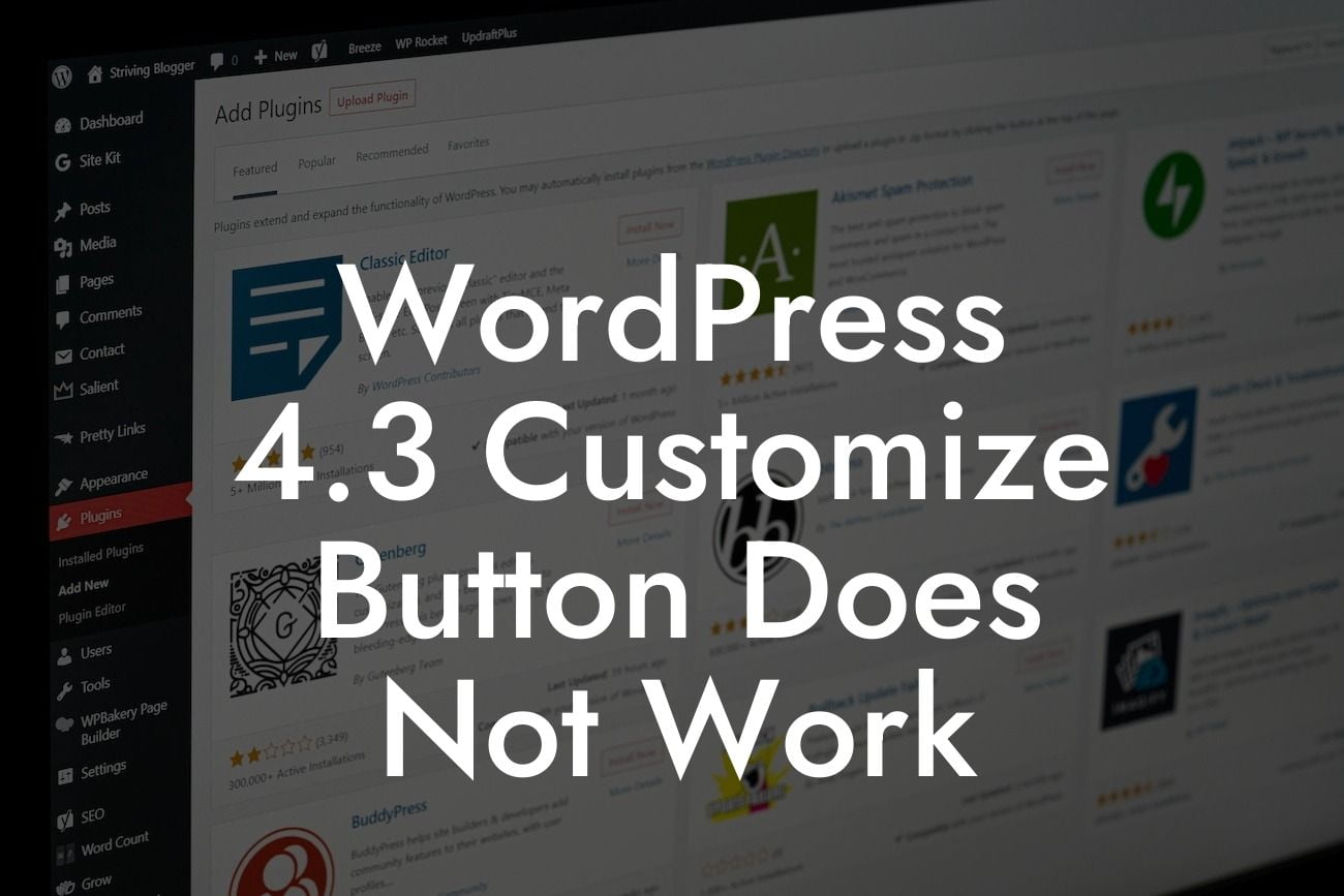 WordPress 4.3 Customize Button Does Not Work