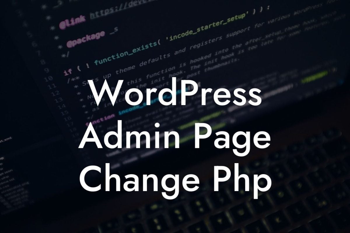 WordPress Admin Page Change Php