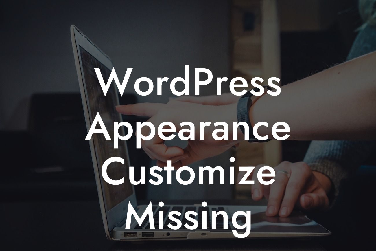 WordPress Appearance Customize Missing